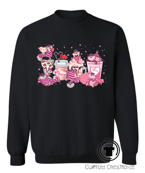 Valetine's Day crew neck sweatshirt - tshirt - characters - cartoon- sweater - pull over