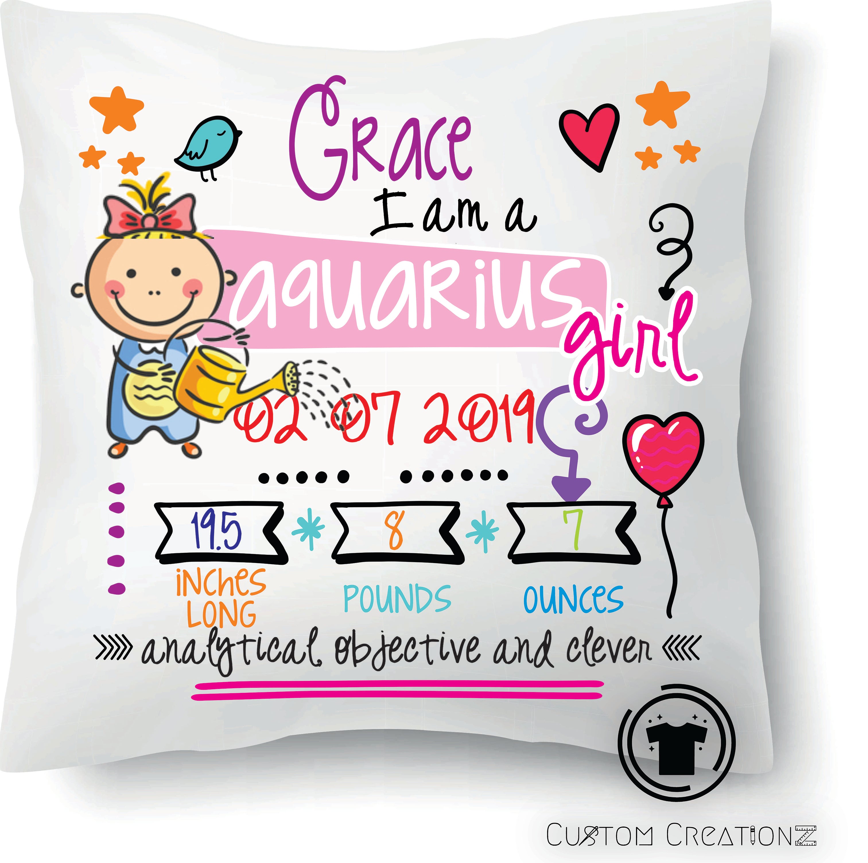 Baby Girl Zodiac Pillows