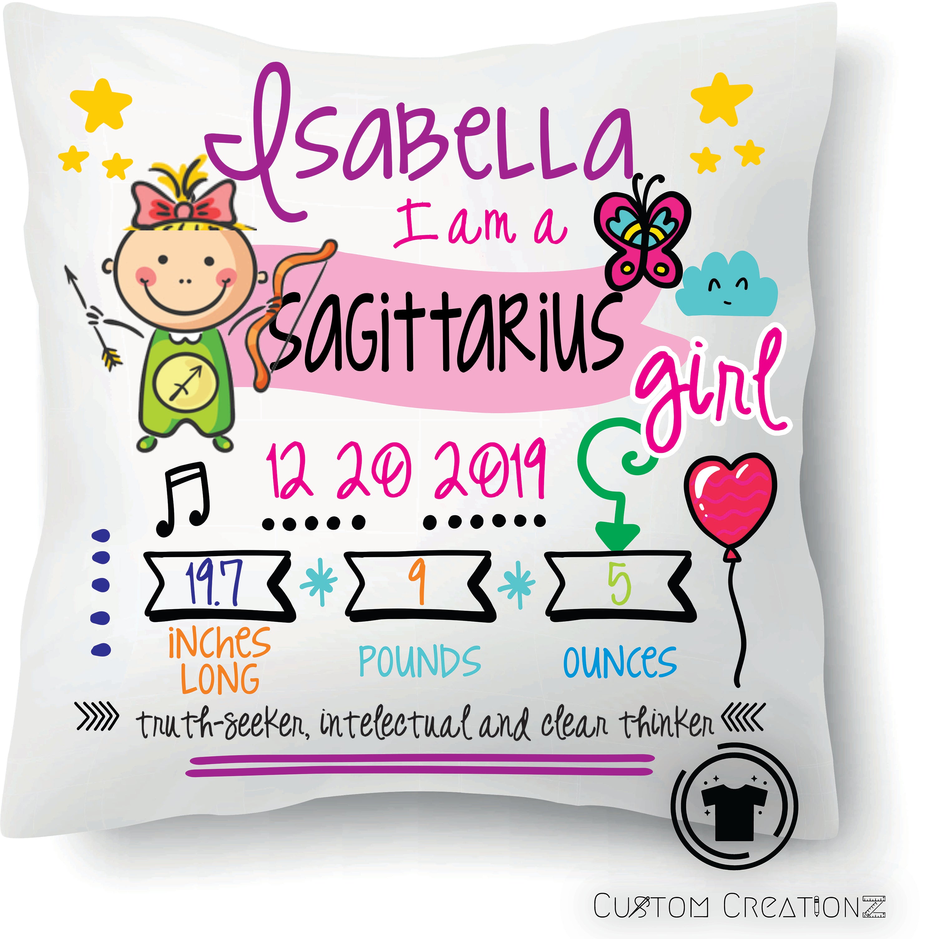 Baby Girl Zodiac Pillows
