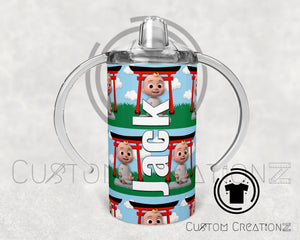 Custom- personalized Trainer Stainless steel 12oz. sippy cups- baby - kids -Cocomelon