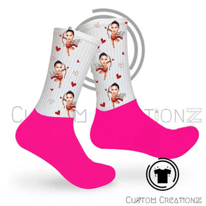 Cupid Face Fun Funny Valentine's Day socks