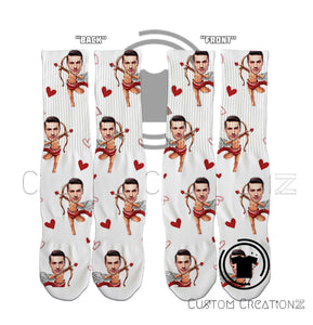 Cupid Face Fun Funny Valentine's Day socks