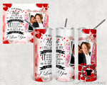 Stainless Steel 20oz. Tumbler with metal straw.- I LOVE MY wife husband - valentine's day - anniversary - Birthday gift - Mother's Day