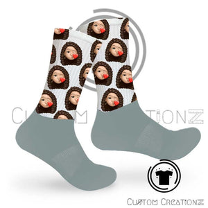 Cartoon moji emoji face  socks- custom printed