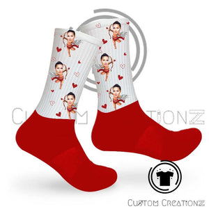 Cupid Face Fun Funny Valentine's Day socks