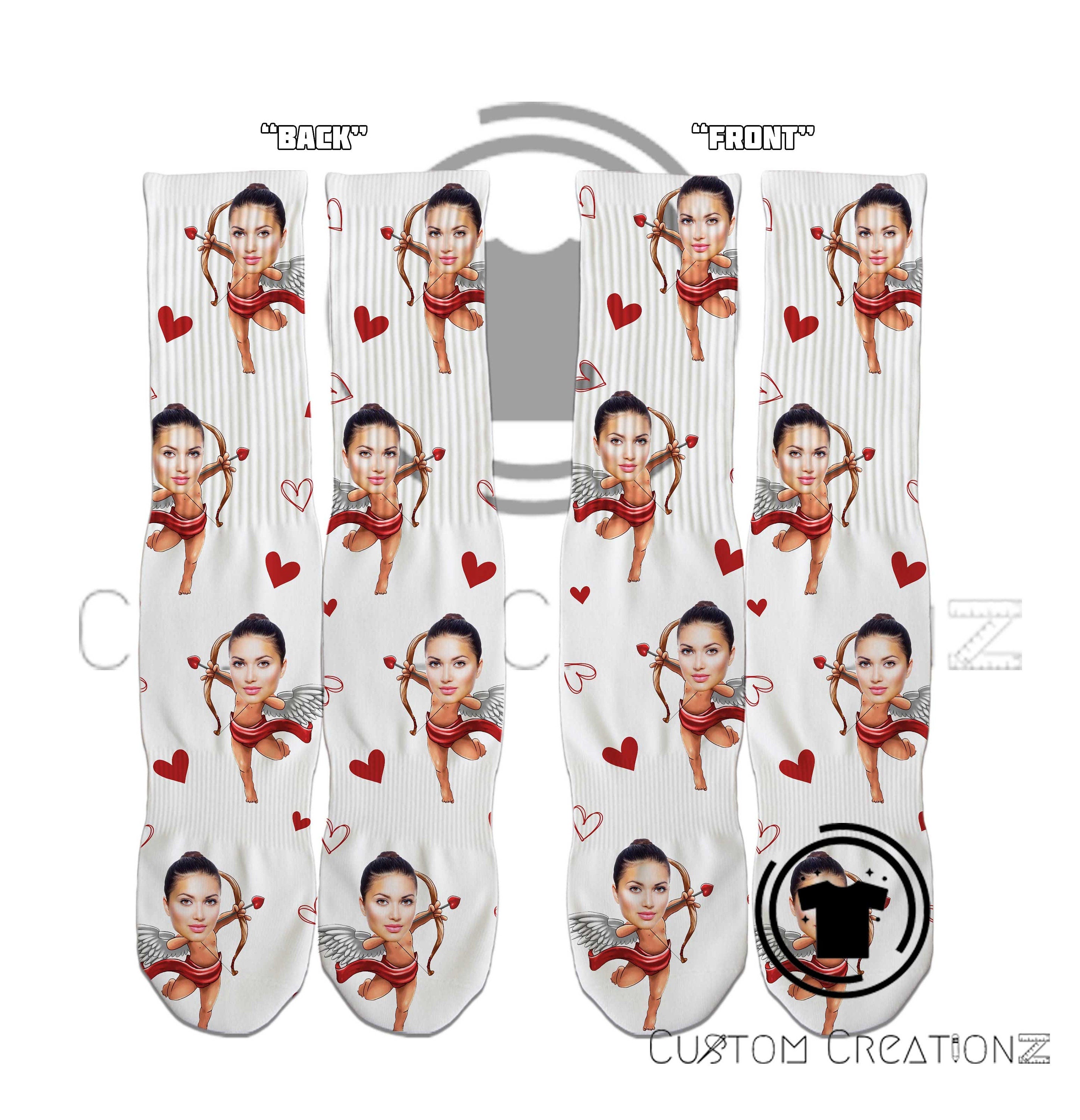 Cupid Face Fun Funny Valentine's Day socks