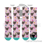 I LOVE MY DOG custom printed socks fun face silly - pet puppy pup best friend