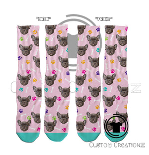 I LOVE MY DOG custom printed socks fun face silly - pet puppy pup best friend