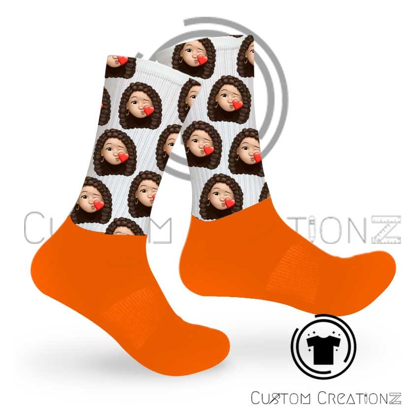 Cartoon moji emoji face  socks- custom printed