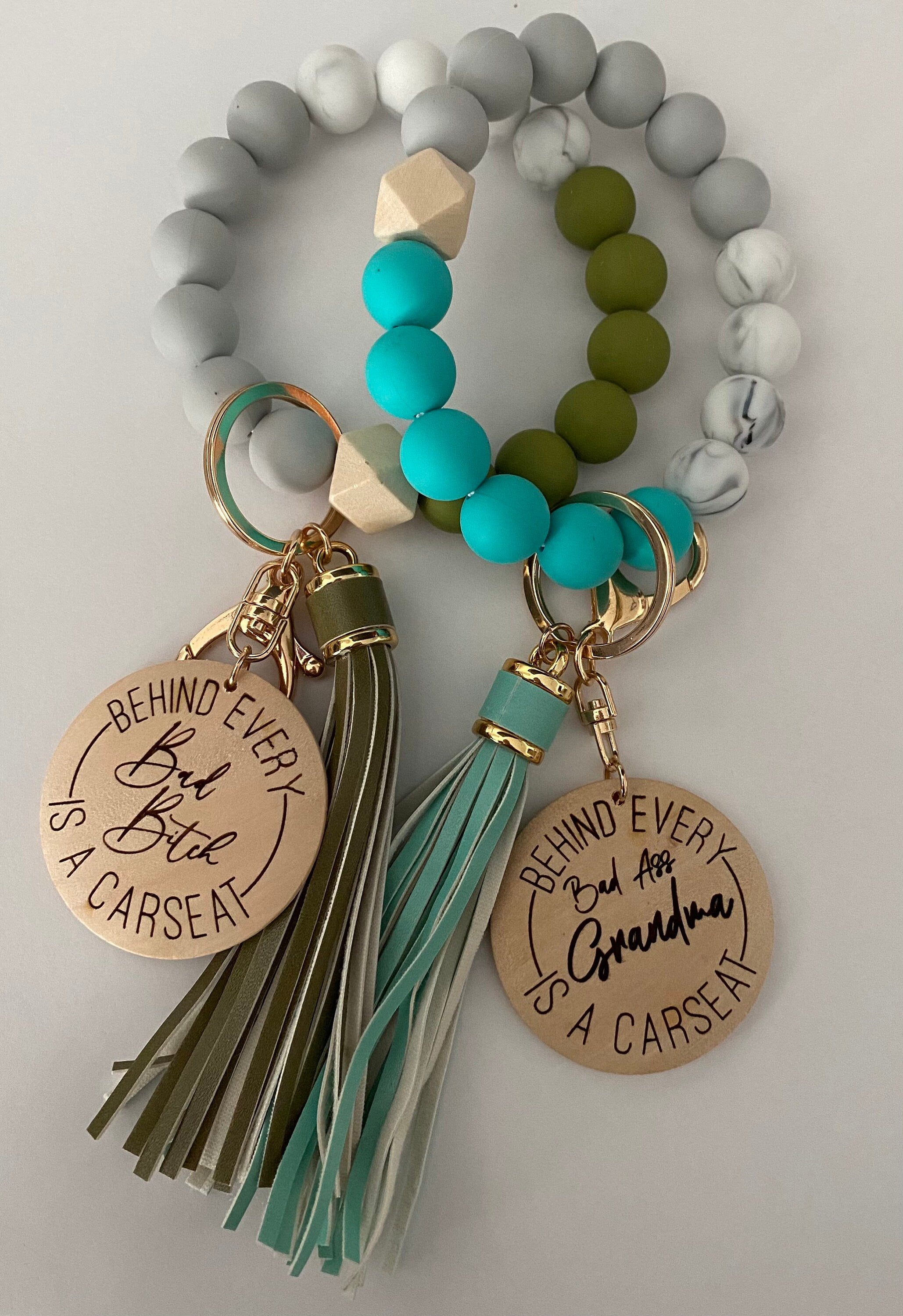 Wristlet - keychain - stretch - fun - stylish - trendy - trend setter- gift - mom - grandma - personalize - beads - silicone